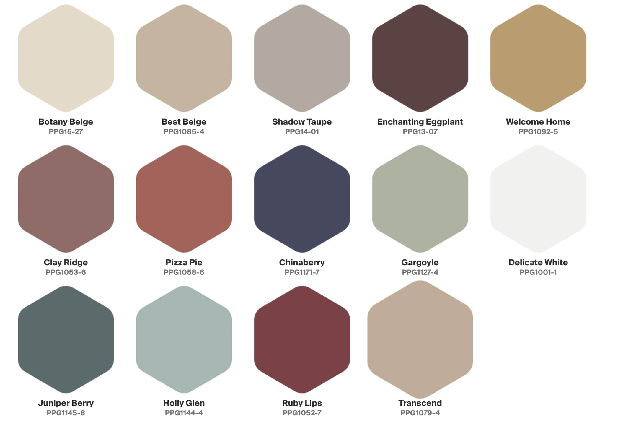 PPG Be True color palette